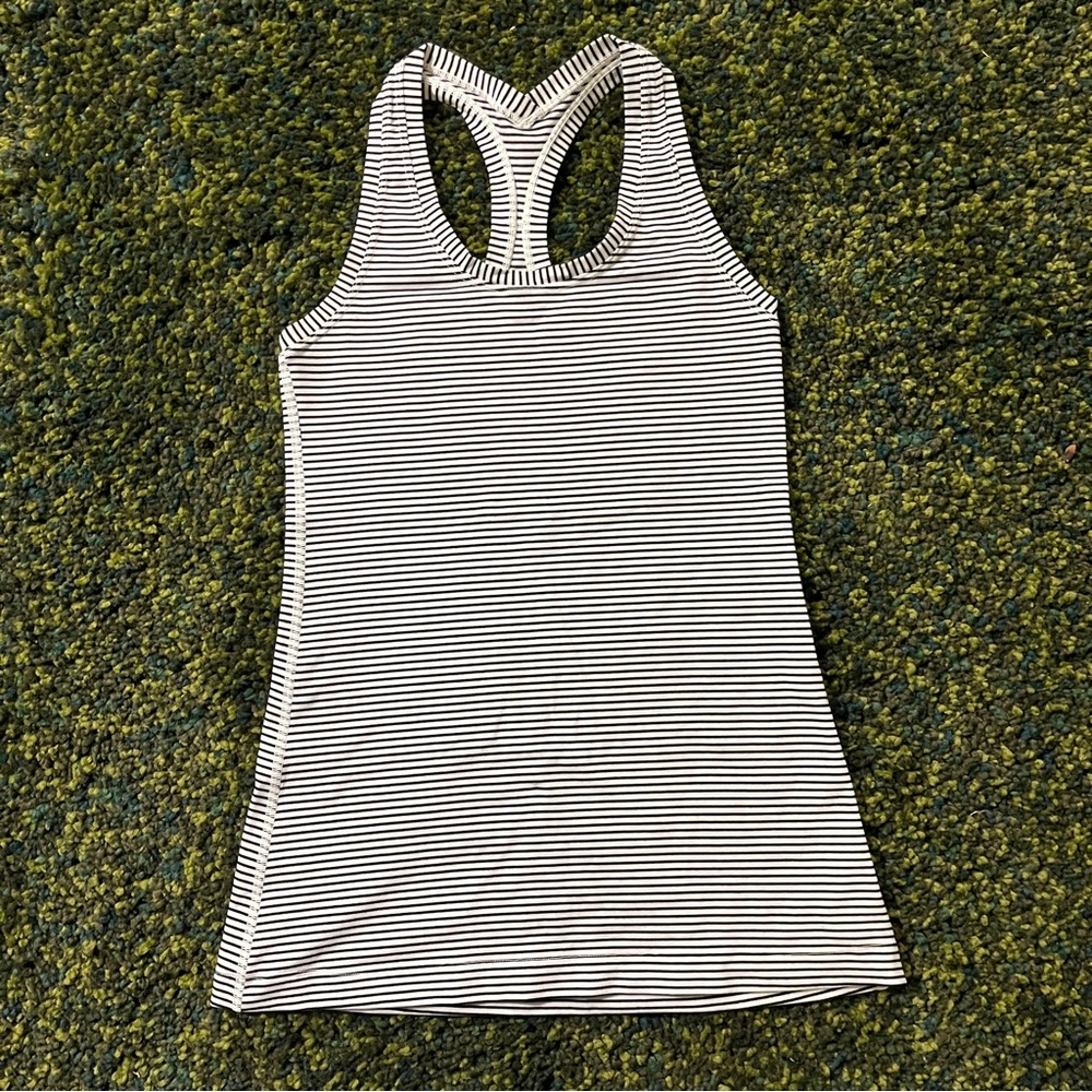 lululemon athletica Black and White Striped Tank Top